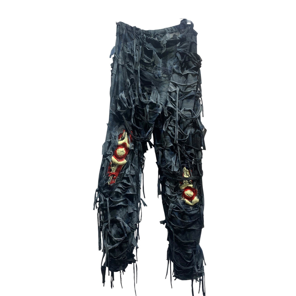 Zombie Deluxe Kids Costume Set Hooded Top Pants Mask Gloves Gray Red Size L