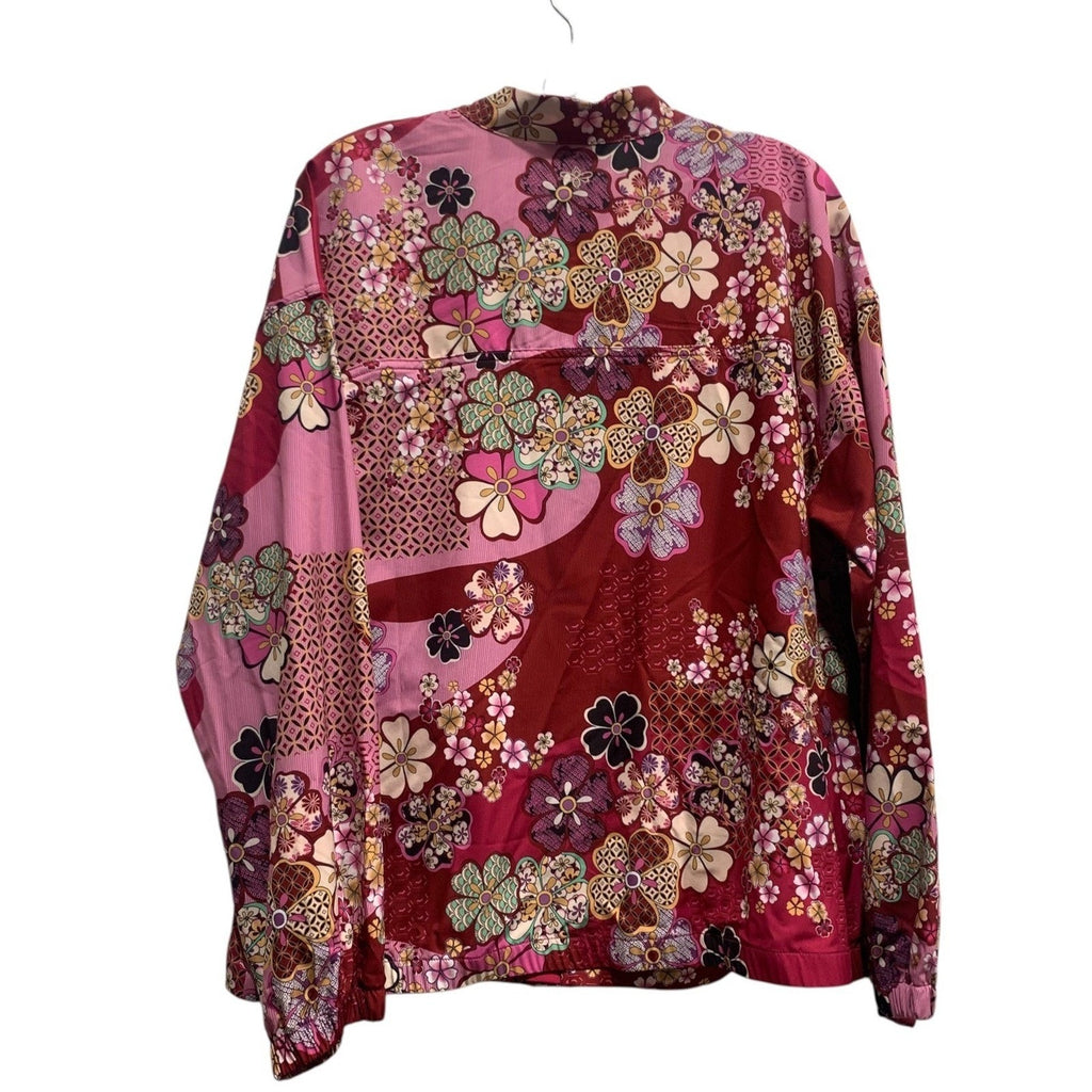 Johnny Was Bee Active Womens Yama Floral Patchwork Full Zip Jacket Size Large