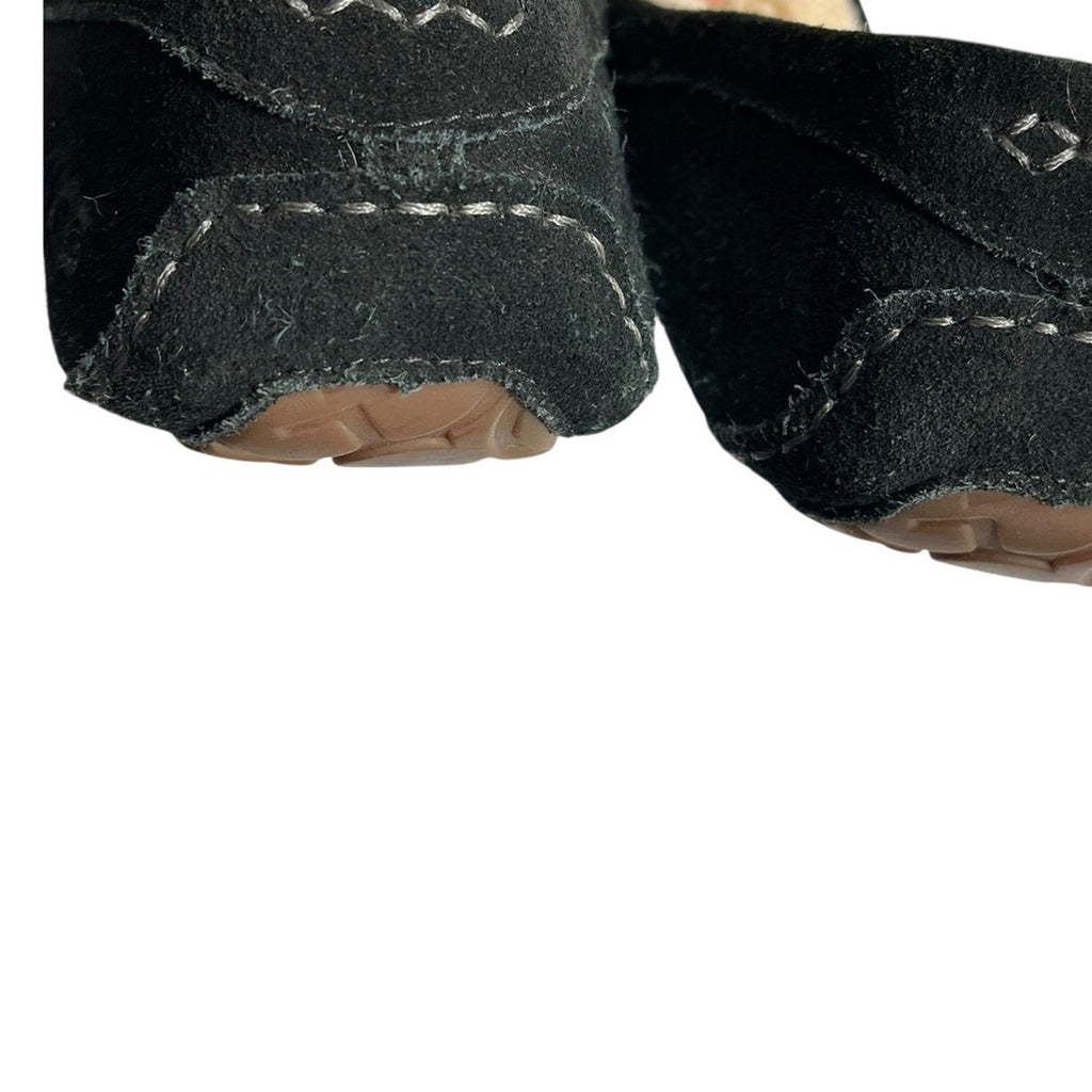 UGG Australia Women's Black Suede Sheepskin Lined Moccasin Slippers Size 8
