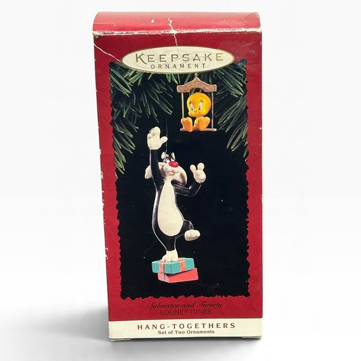 Hallmark 1995 Looney Tunes Sylvester and Tweety Hang-Togethers Ornament Set