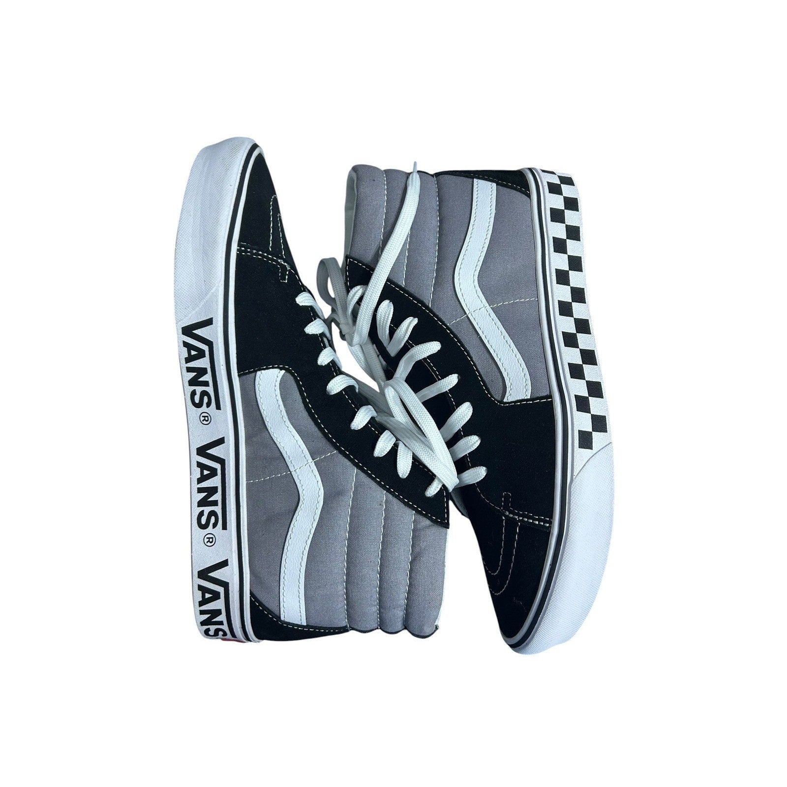 Vans Sk8-Hi ComfyCush 'Tape Mix Black Frost Gray Checkered High Top Mens 12