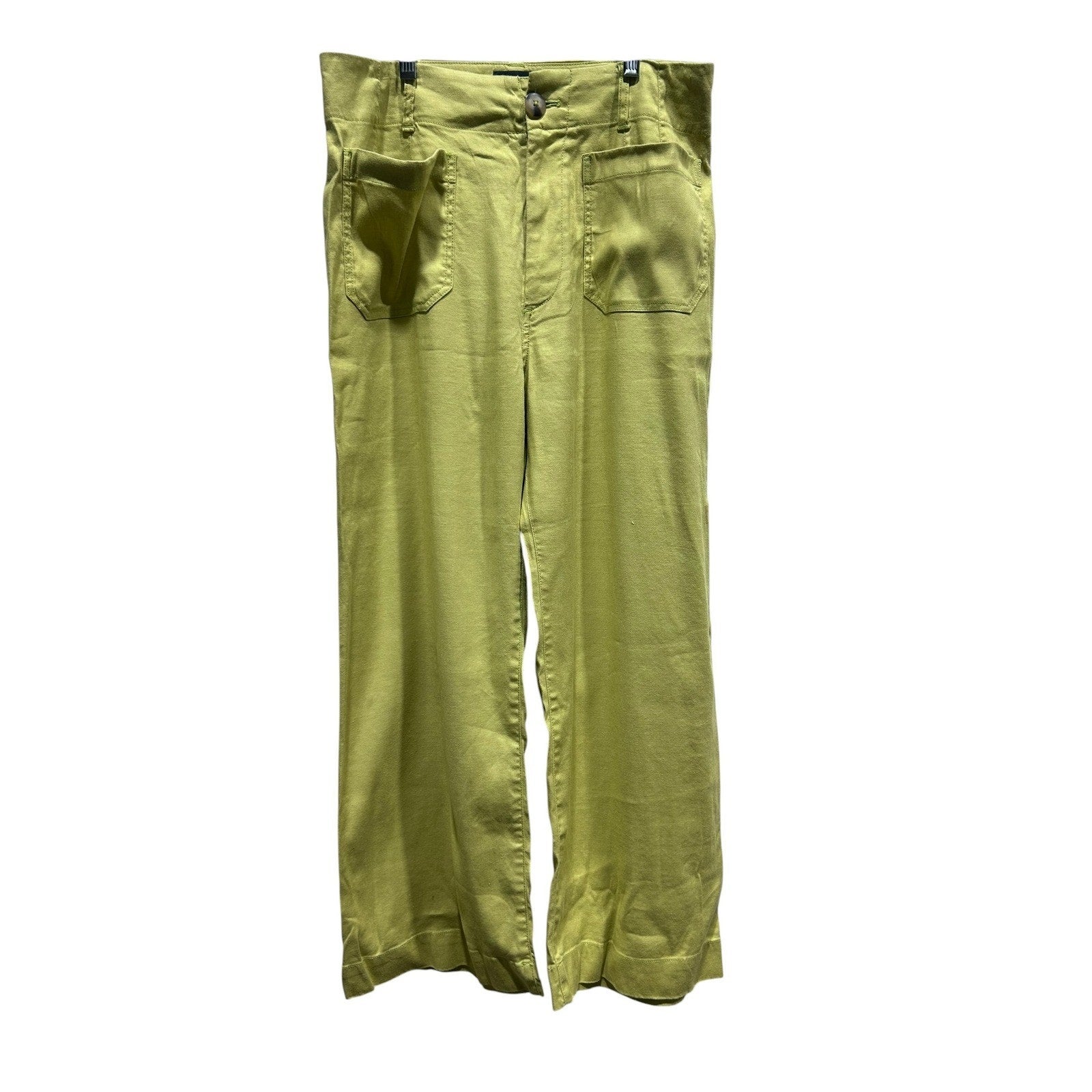 Anthropologie Maeve The Colette Wide Leg Pants Lime Green Size 30 High Rise Crop