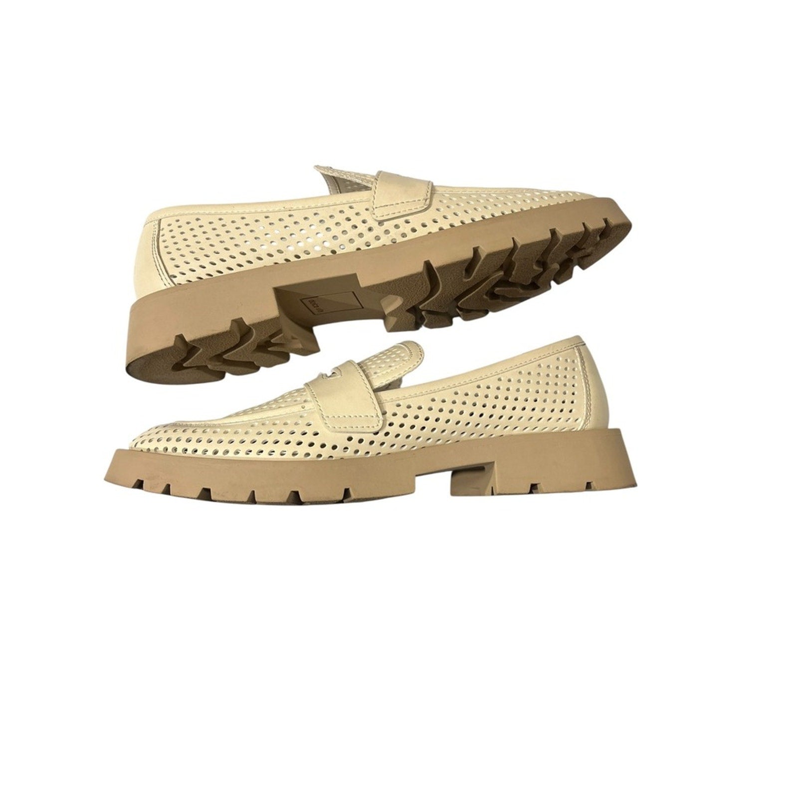Dolce Vita Ersula Perforated Lug Sole Penny Loafers Ivory Cream Womens 9.5M