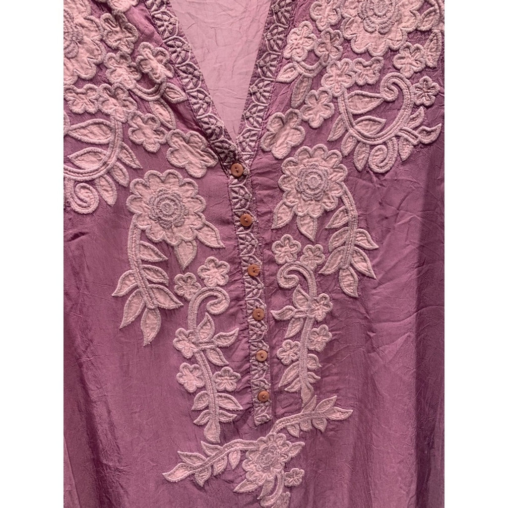 Johnny Was Embroidered Tunic Top S Small Floral Bohemian Blouse Pullover