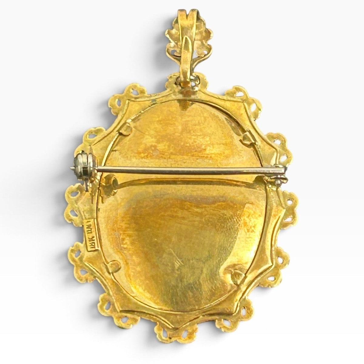 18k Yellow Gold Saint Fabiola Portrait Profile Brooch Pendant Italy 10g Wearable