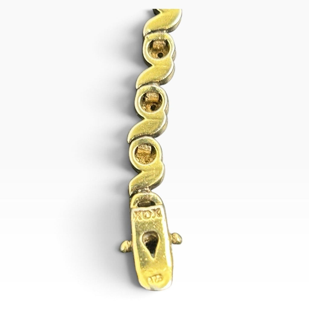 Sterling Silver 925 Gold Tone XOX Gemstone Tennis Bracelet 7.75" 16g