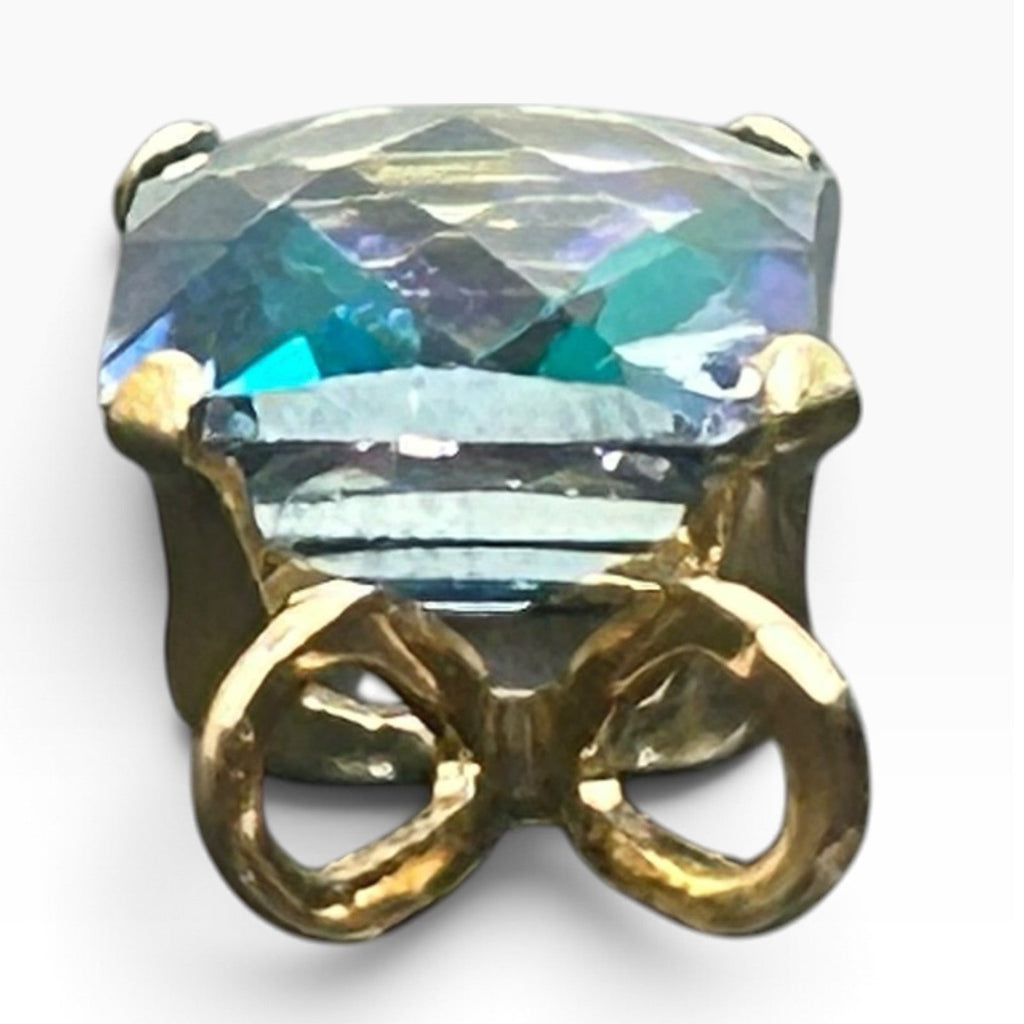 14k Yellow Gold Neptune Garden Mystic Topaz Emerald Cut Pendant Wearable Luxury