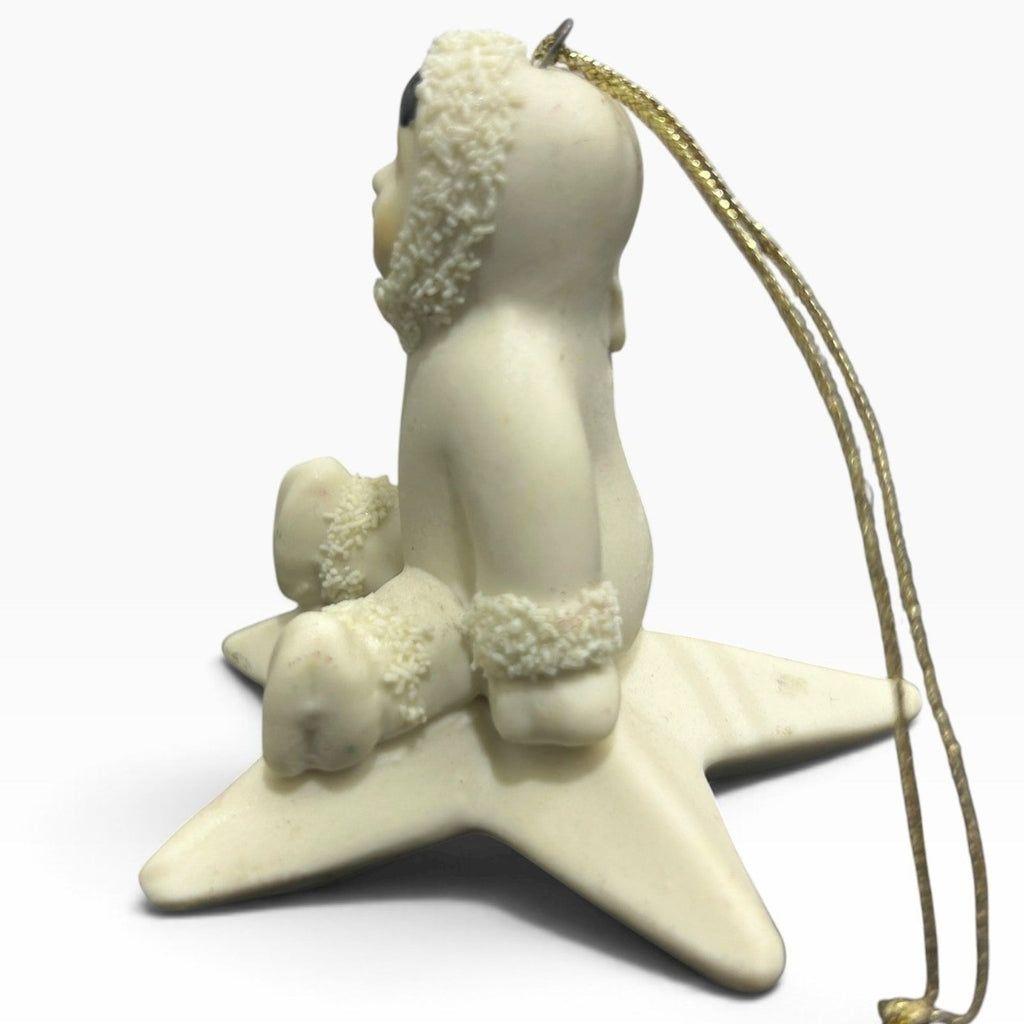 Dept 56 Snow Babies Figurine Sitting on Star Bisque Porcelain Ornament