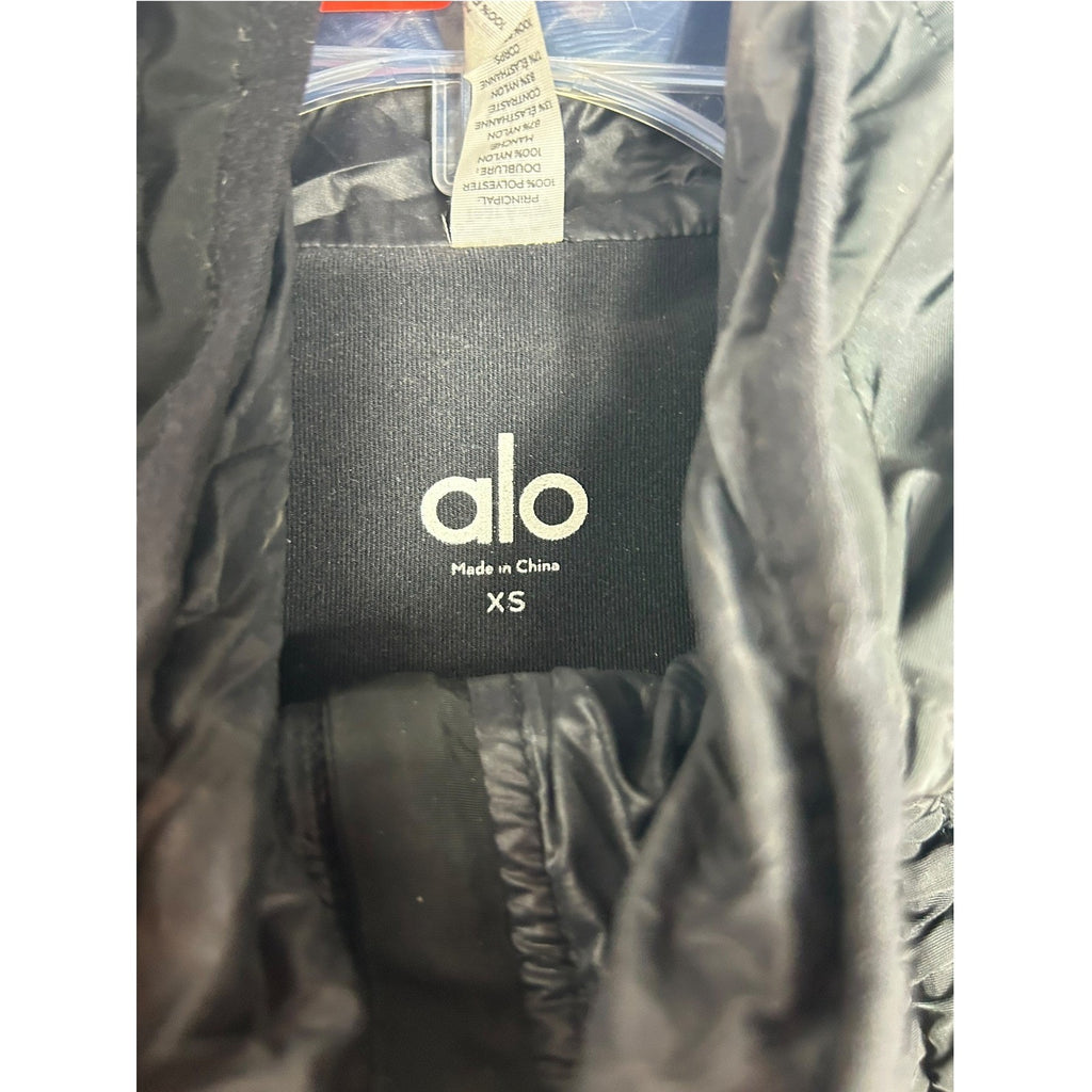 Alo Yoga Cool Breaker Hybrid Puffer Jacket Black Full Zip Thumbhole XS winter