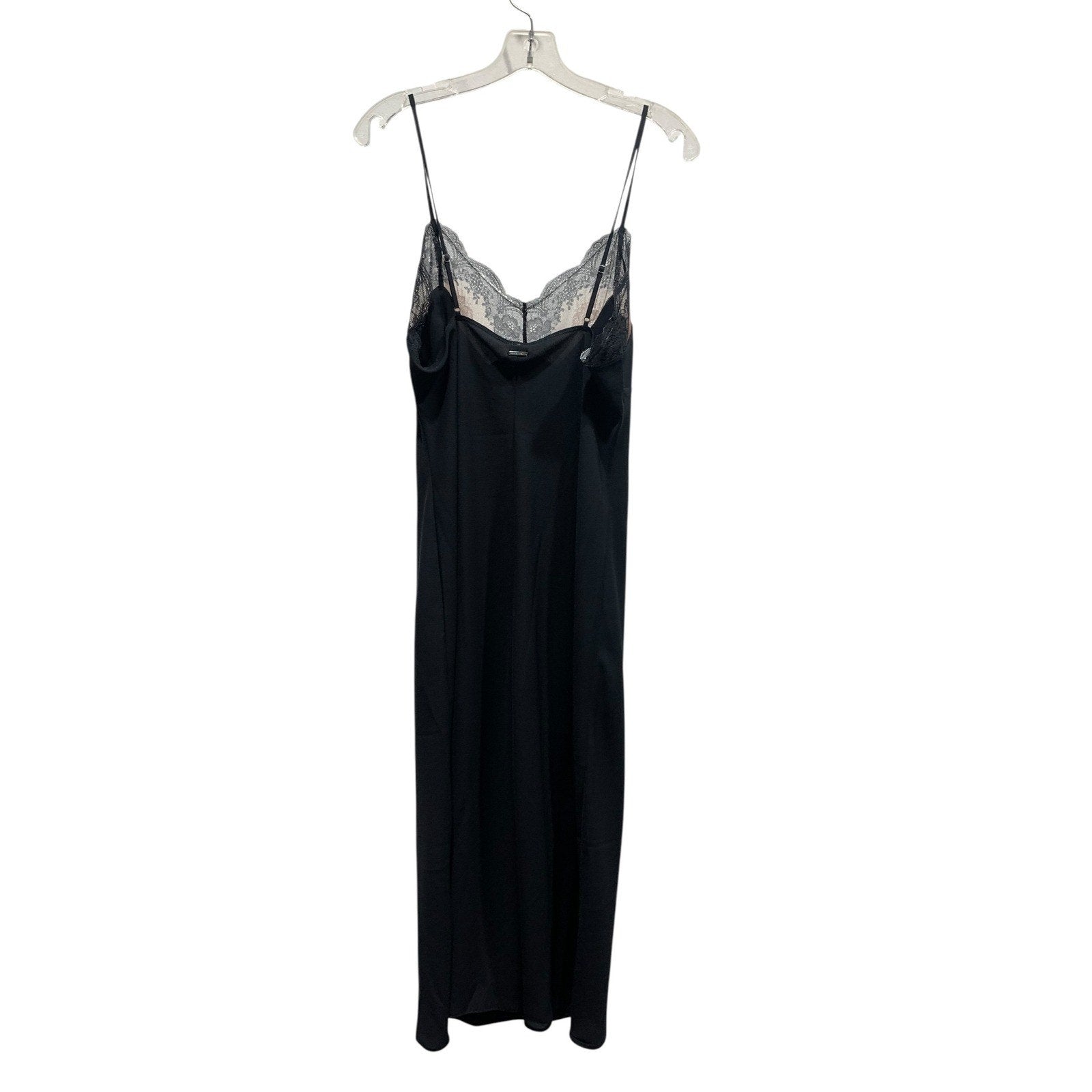 Savage X Fenty Black Lacestruck Sleep Slip Dress Midi Spaghetti Large 12-14