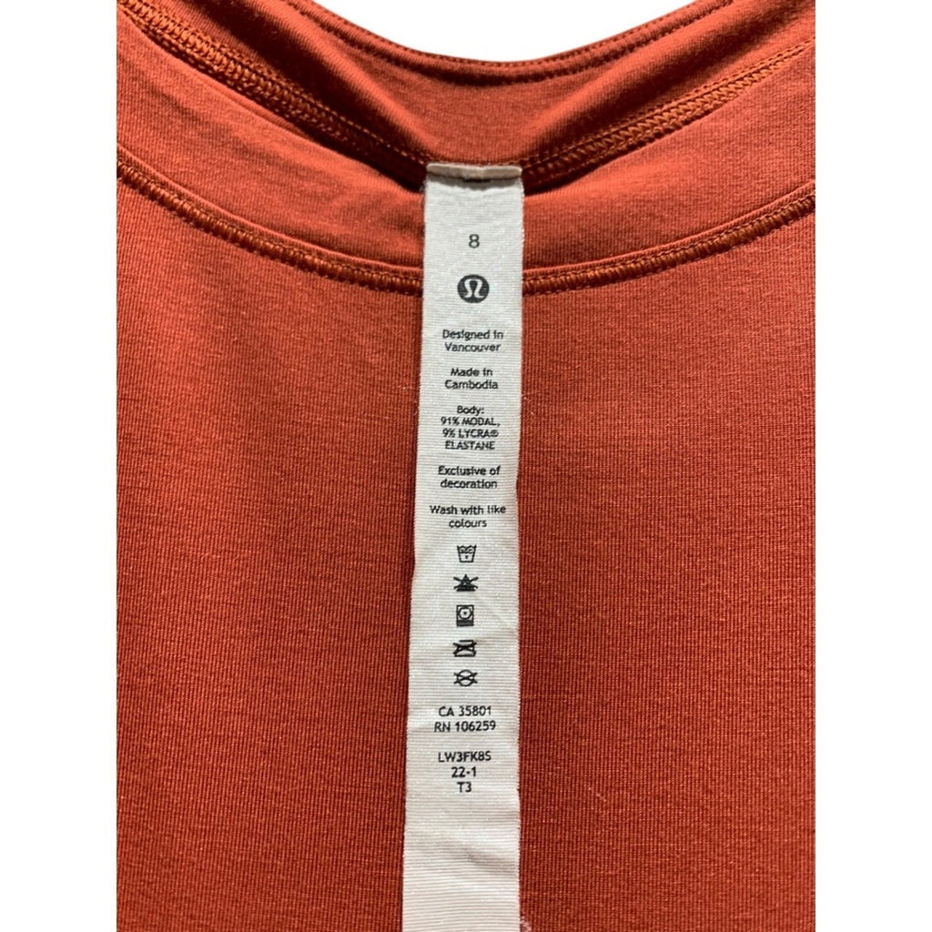 lululemon Modal Pleated Back Long Sleeve Shirt Red Rock Size 8