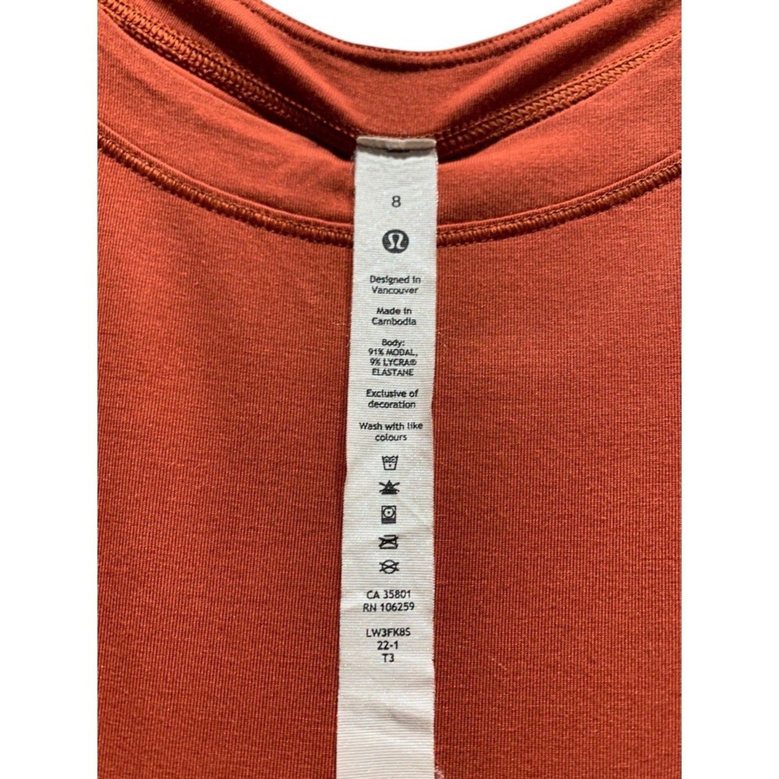 lululemon Modal Pleated Back Long Sleeve Shirt Red Rock Size 8