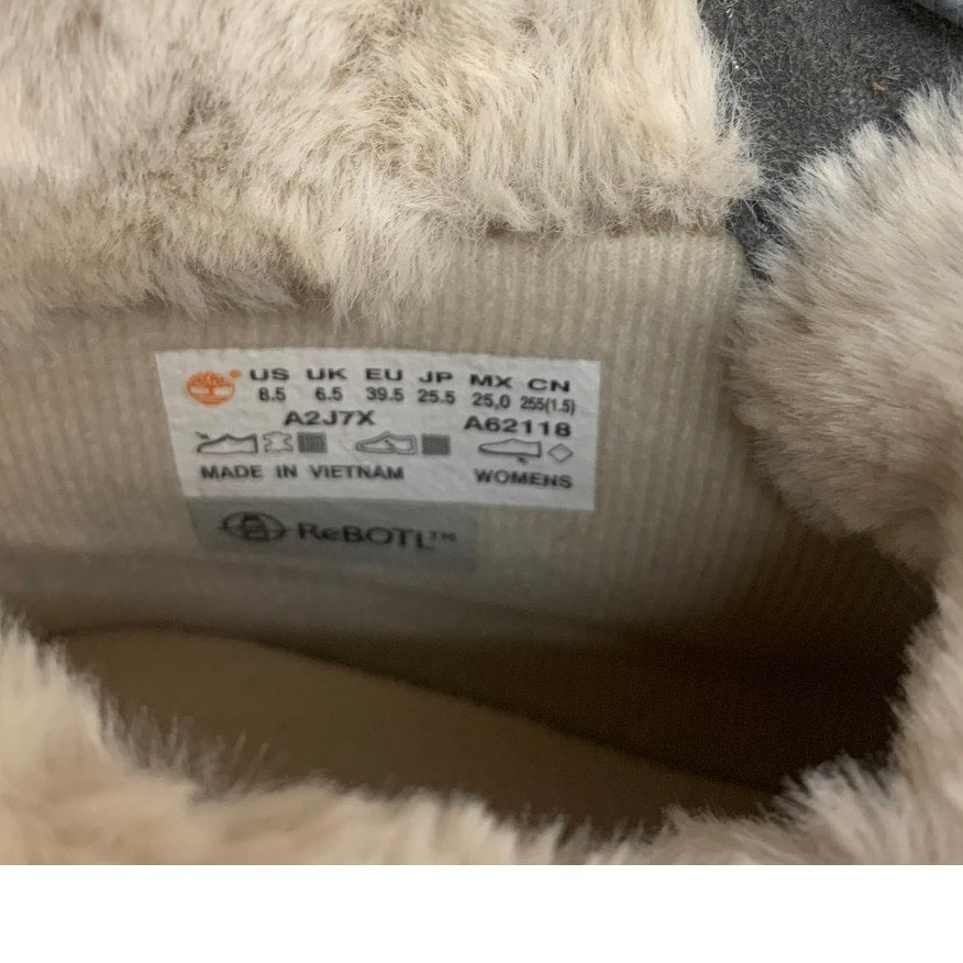 Timberland Women's Skyla Bay 6" Gray Faux Fur Fold Down Nubuck Boot US 8.5