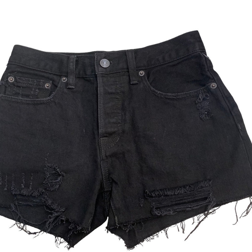 NWT Free People x We the Free Sofia Denim Black Cut-Off Shorts SZ 25