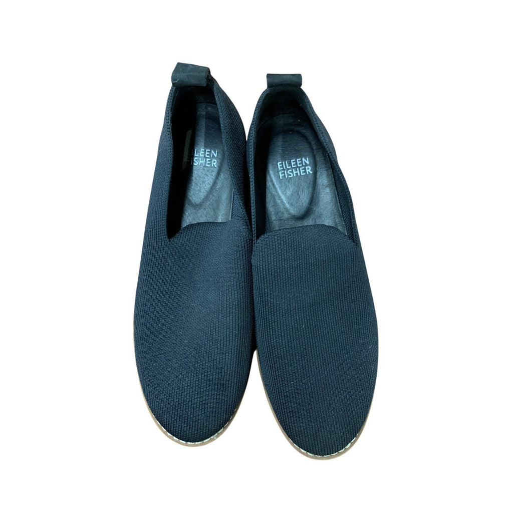 Eileen Fisher Etta Black Knit Loafers Comfortable Slip On Shoes Women's Size 6