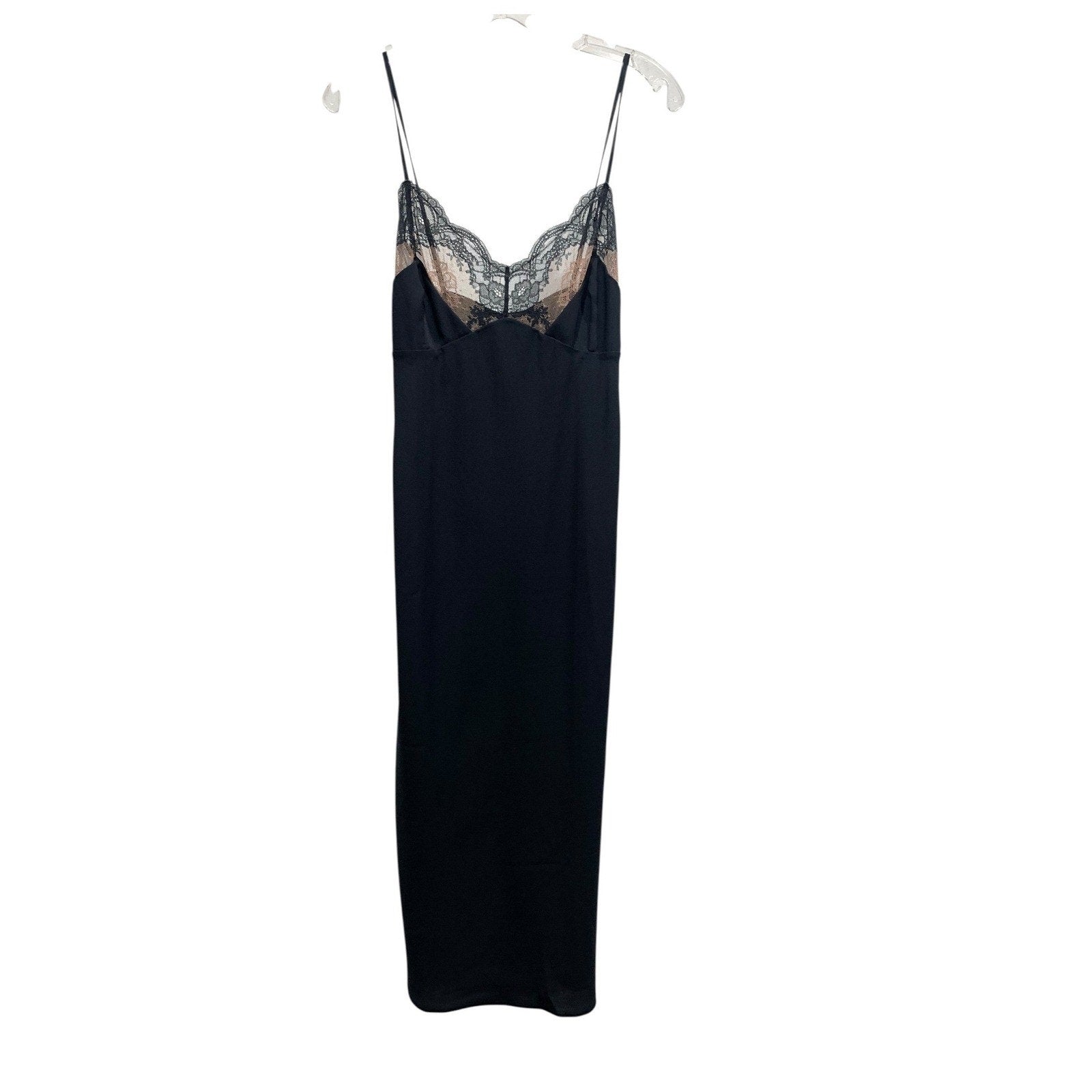 Savage X Fenty Black Lacestruck Sleep Slip Dress Midi Spaghetti Large 12-14