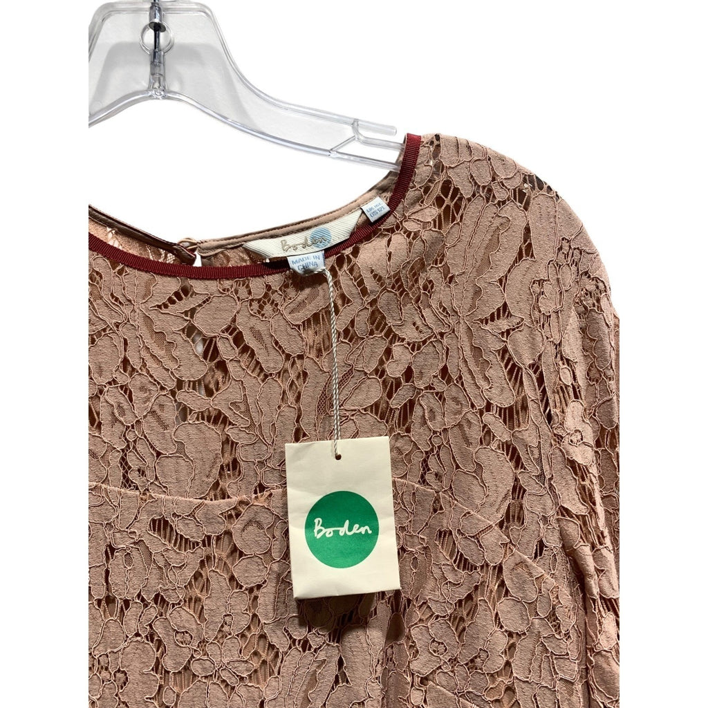 Boden Women Pink Floral Lace Long Sleeve Romanic Classic Modest Chic Sz US L Mid