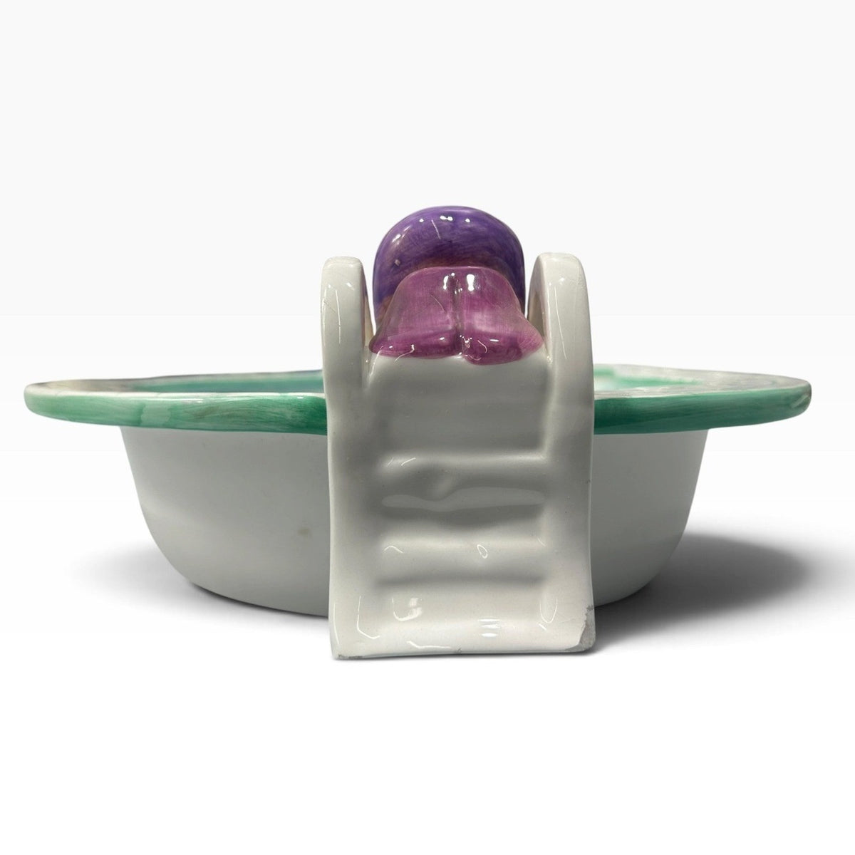 Vintage 1995 Lotus Ceramic Swimming Pool Trinket Dish Swimmer Diving Board Retro