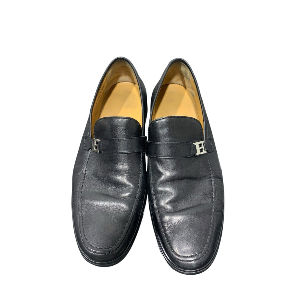 Bally Black Nevio Leather B Logo Buckle Dress Shoes Loafers Size US 10.5D