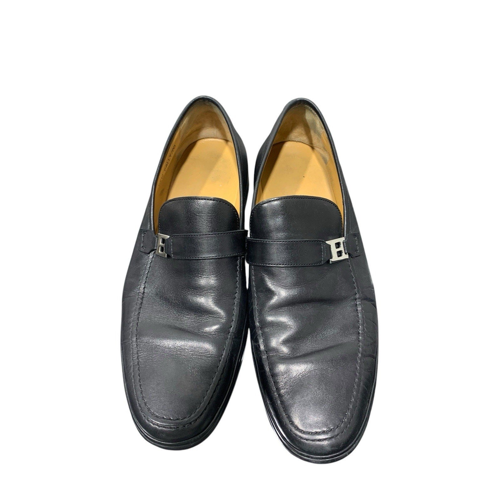 Bally Black Nevio Leather B Logo Buckle Dress Shoes Loafers Size US 10.5D