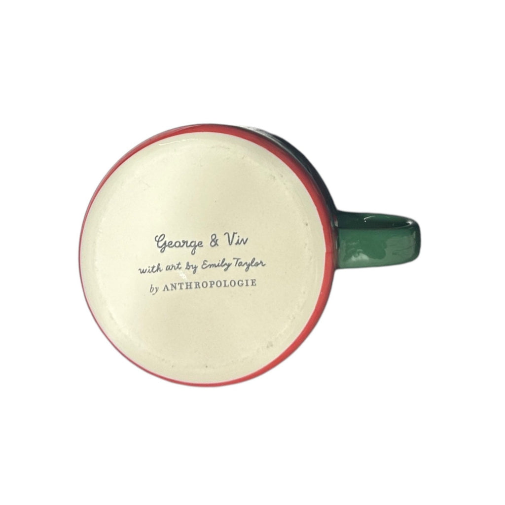 Anthropologie George & Viv Emily Taylor Naughty or Nice Christmas Mug Red Green
