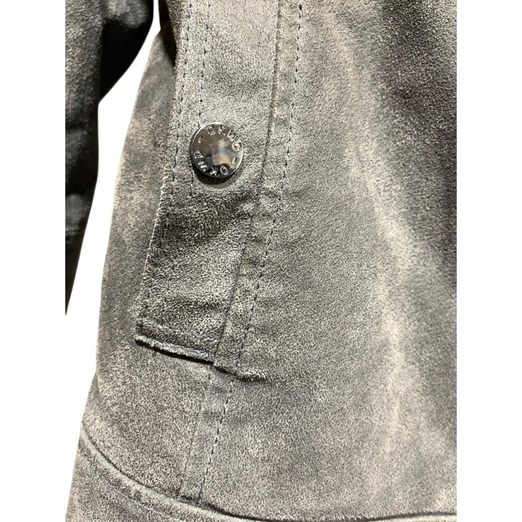 OAKWOOD The Leather Brand Women's L Gray Faux Fur Lined Faux Suede Moto Jacket