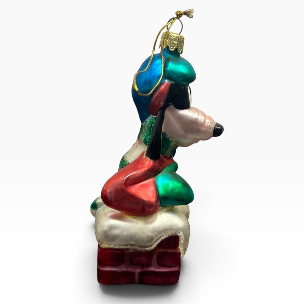 Disney Goofy Glass Christmas Ornament Chimney Hand Painted 5 Inch Holiday Decor
