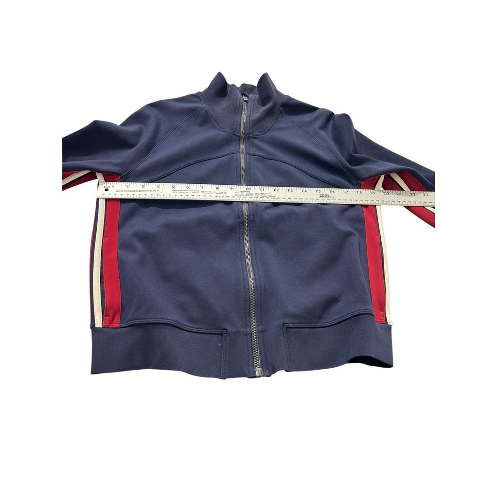 Lululemon Cover Your Tracks Jacket Navy Blue Red White Stripe 8 W4AK3S sporty