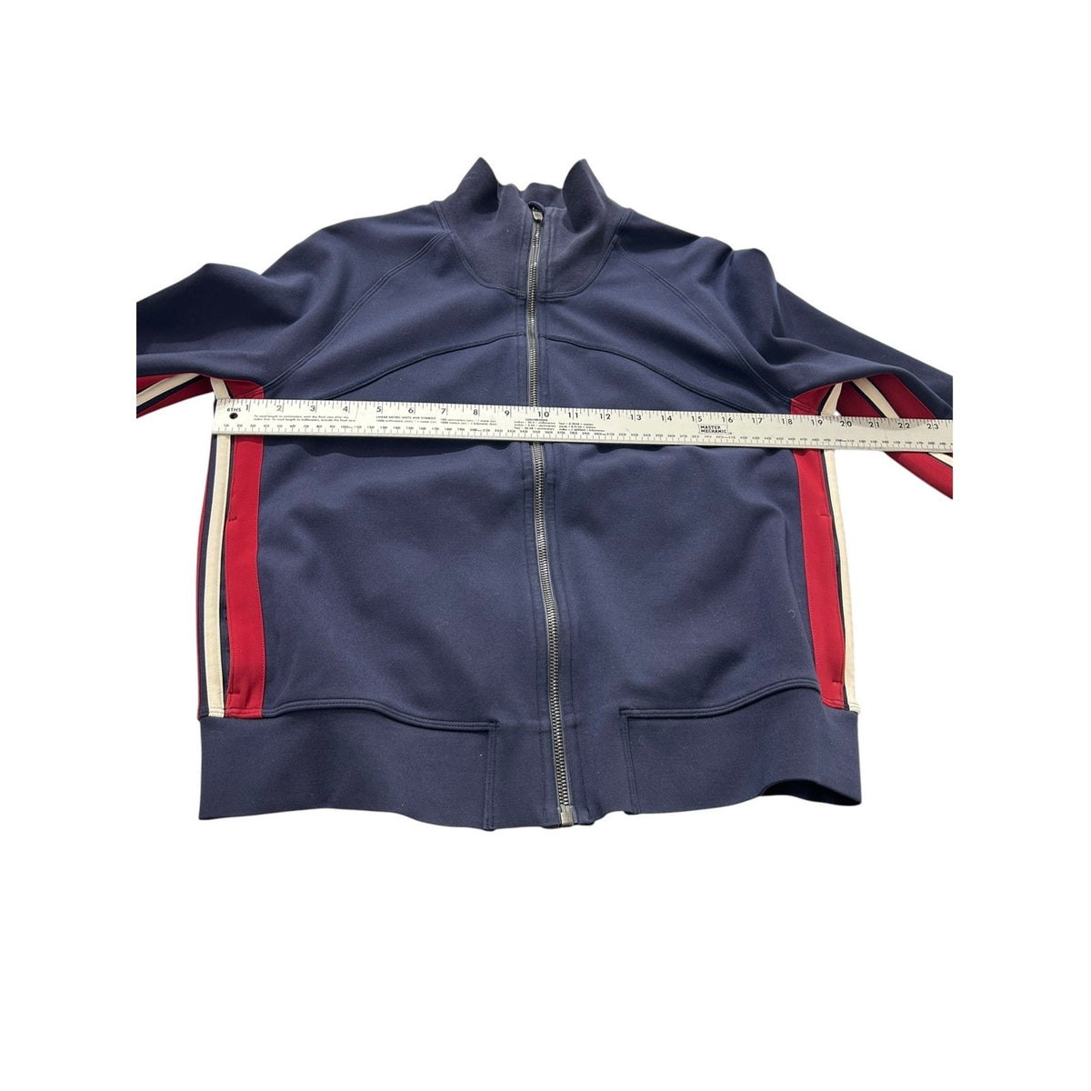 Lululemon Cover Your Tracks Jacket Navy Blue Red White Stripe 8 W4AK3S sporty