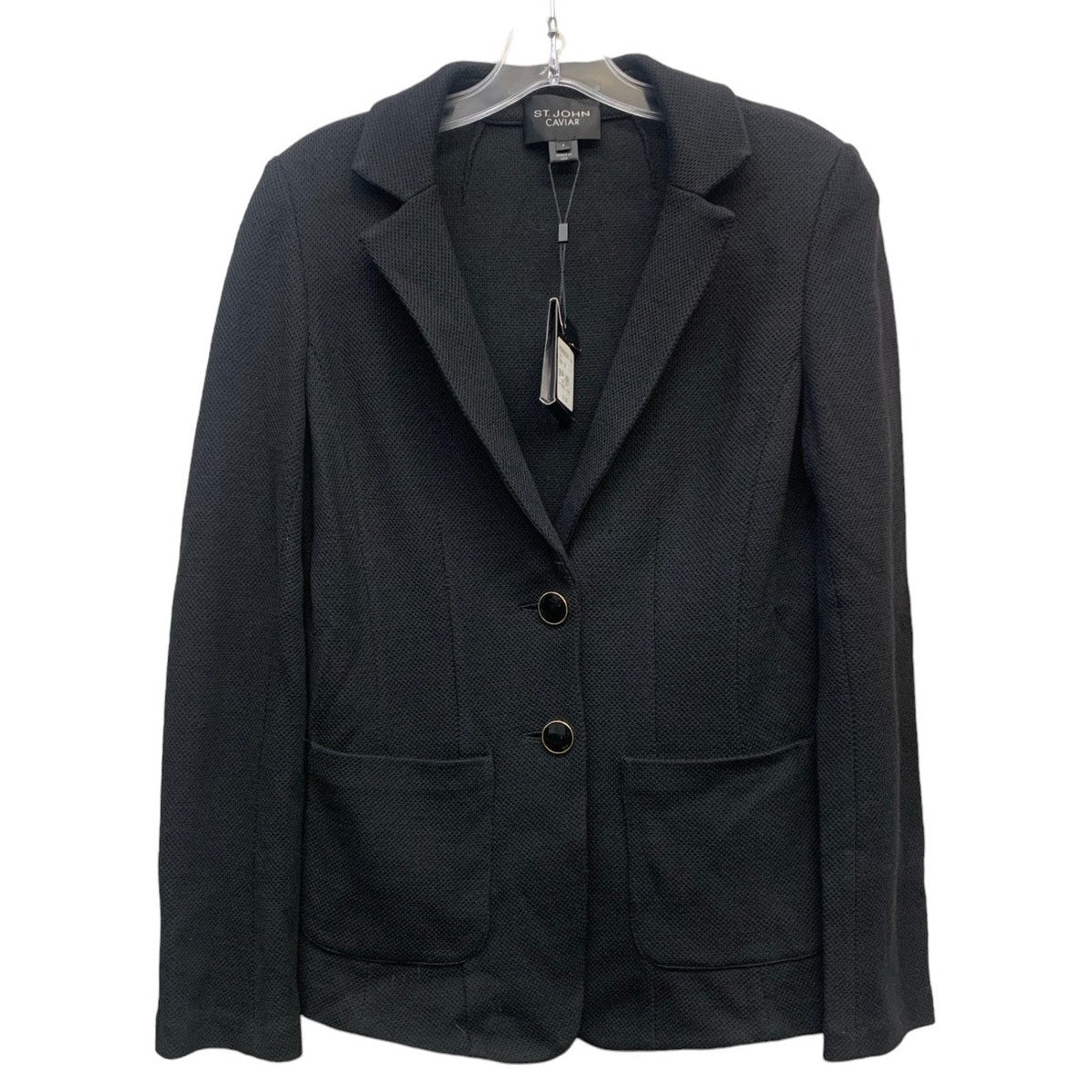 NWT St. John Caviar Black Blazer 2 Button Women's SZ 6