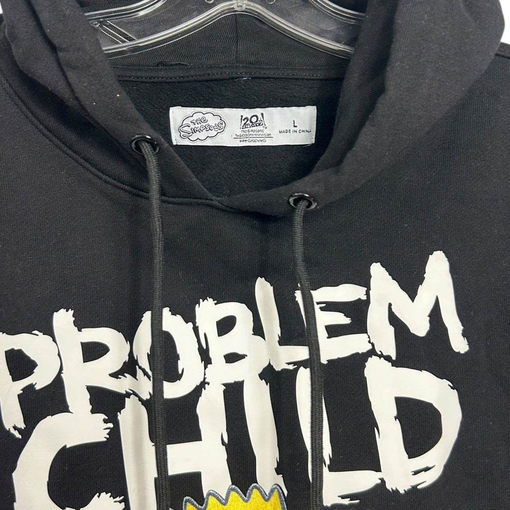 The Simpsons Bart Simpson Problem Child Black Graphic Hoodie Mens Large y2k