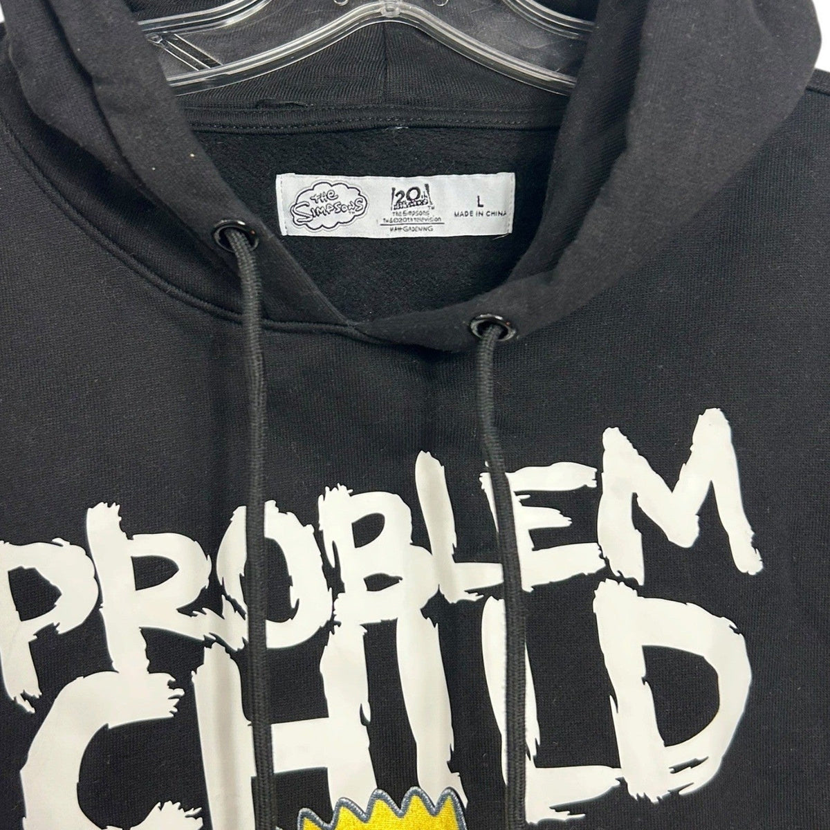 The Simpsons Bart Simpson Problem Child Black Graphic Hoodie Mens Large y2k