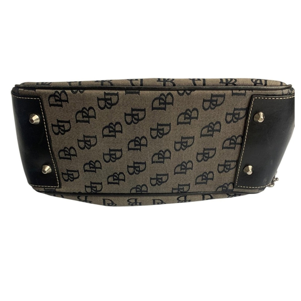 Dooney Bourke Small Double Handle Tote Signature DB Monogram Canvas Leather Trim