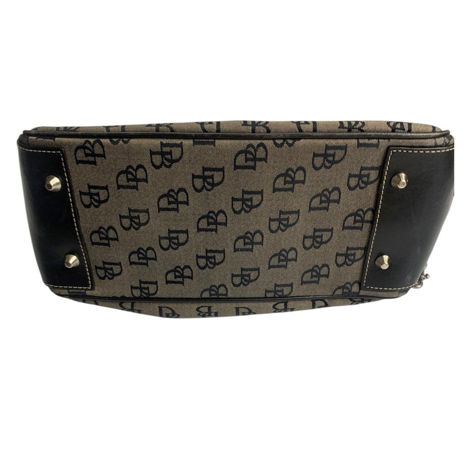 Dooney Bourke Small Double Handle Tote Signature DB Monogram Canvas Leather Trim