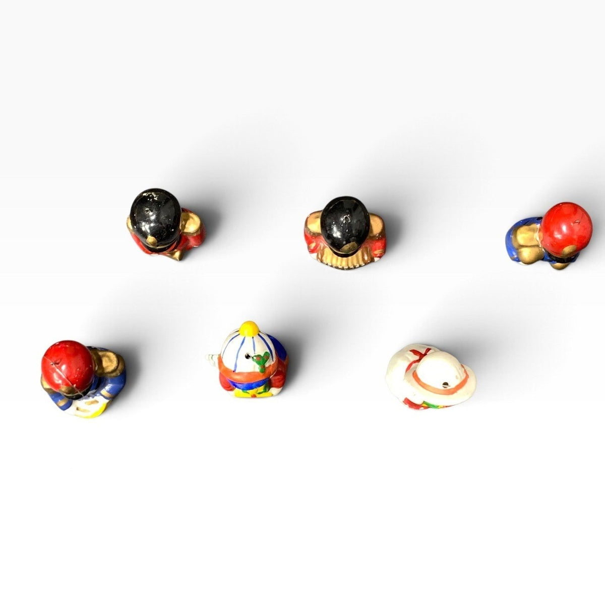 Vintage Christmas Ceramic Toy Soldier Marching Band Ornaments Set of 6 Multi