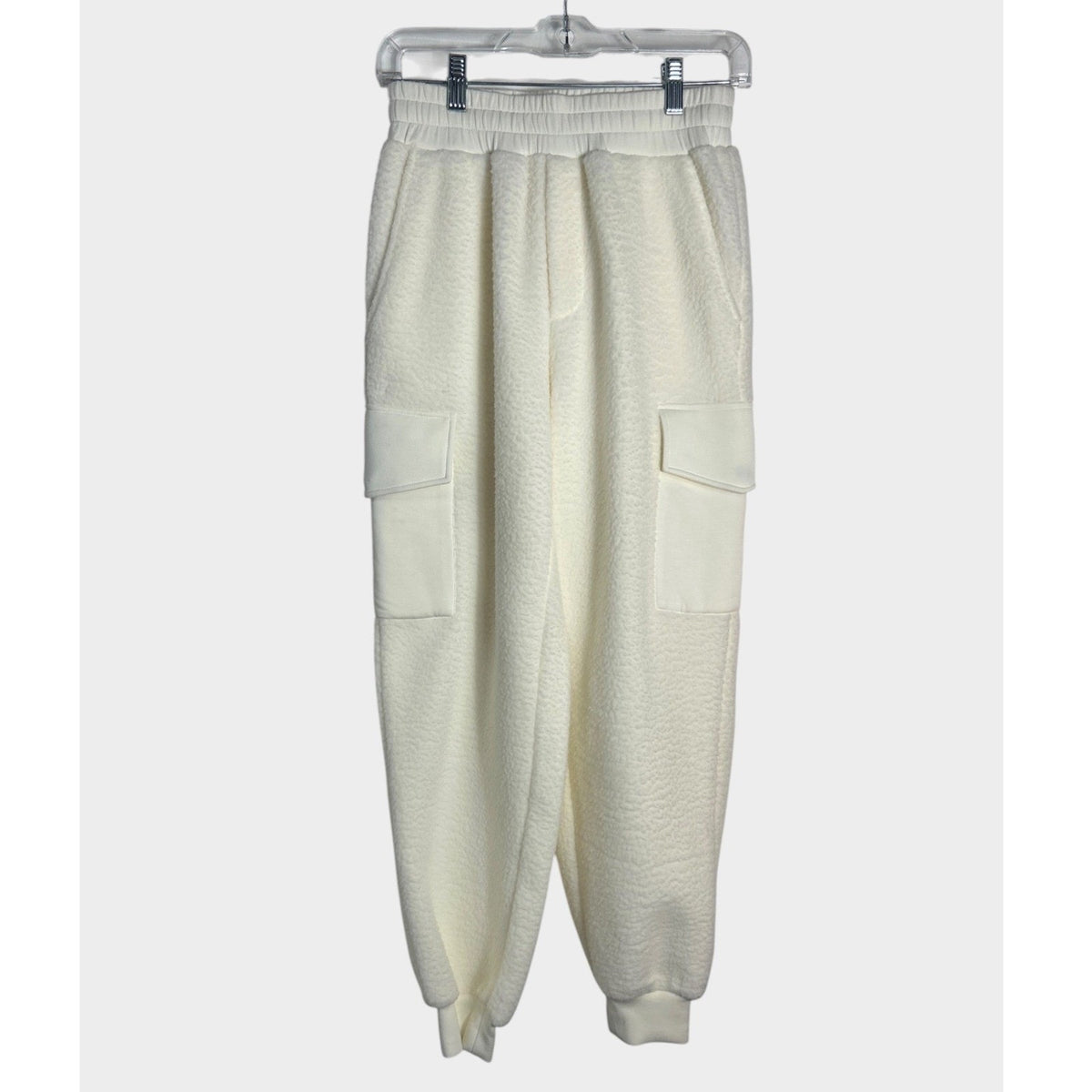 Varley Samson Relaxed Fleece Pants Egret White Cargo Joggers XS sherpa cozy fall