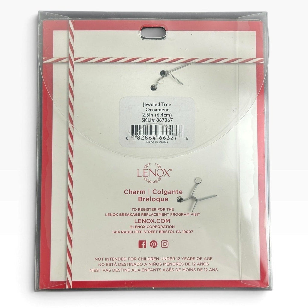 Lenox Jeweled Christmas Tree Ornament Silver Tone Multi Color Crystals 867367