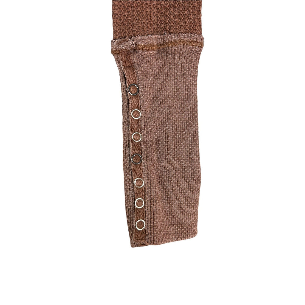 Free People We The Free Twisted Cable Cuff Thermal Henley Top Caramel Cafe XS