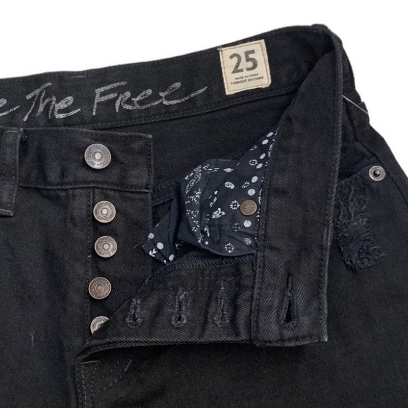 NWT Free People x We the Free Sofia Denim Black Cut-Off Shorts SZ 25