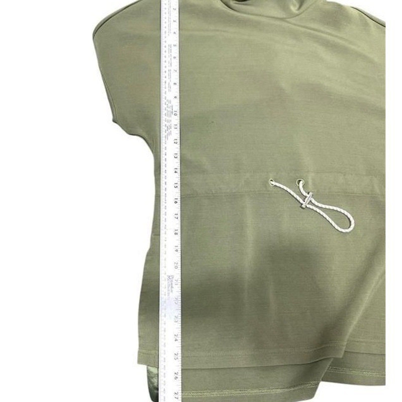 Varley Freya Sweat Olive Green DoubleSoft Cowl Neck Drawstring Pullover Small