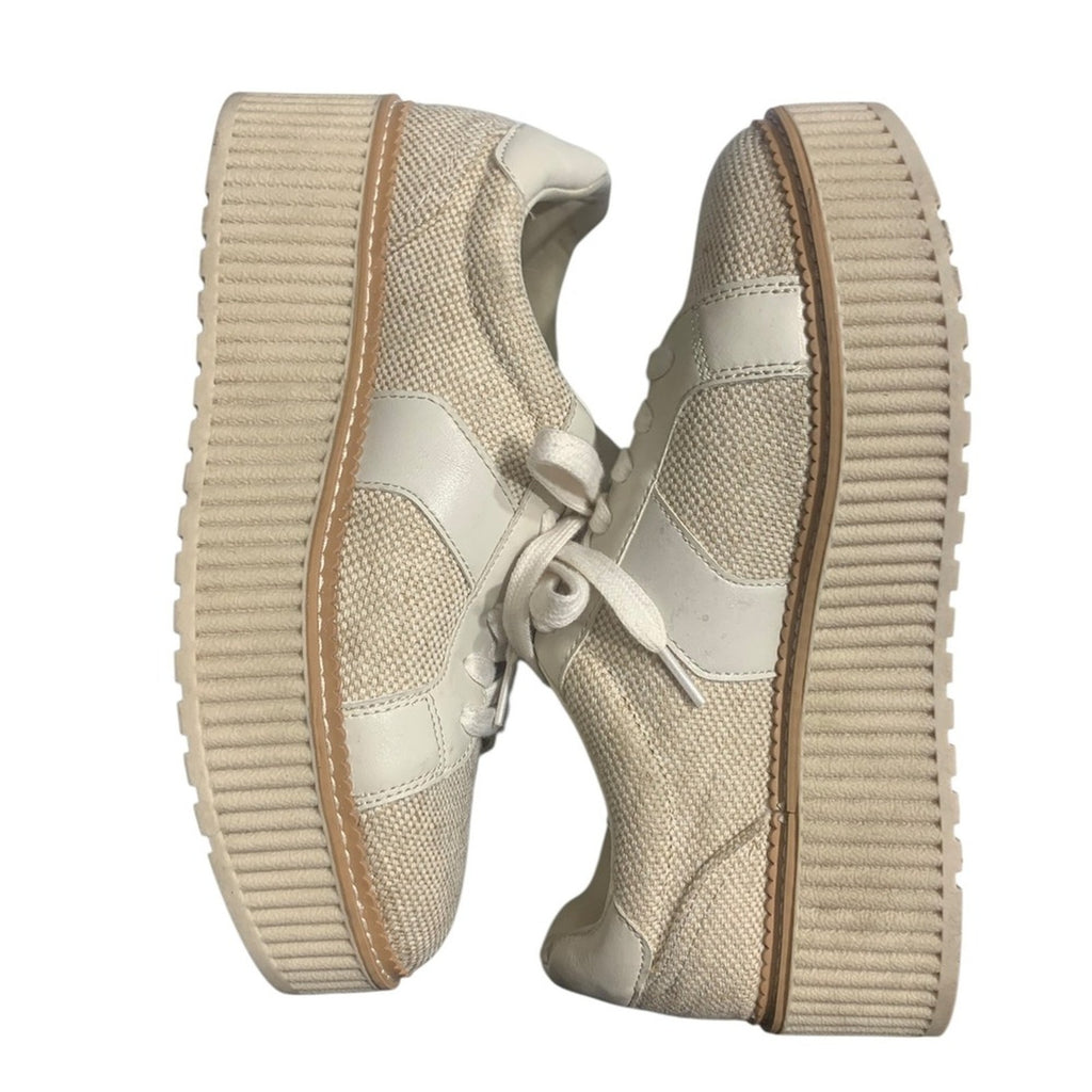 DV Dolce Vita Women's Bubbles Platform Lace-Up Sneakers Cream Leather Size 9.5