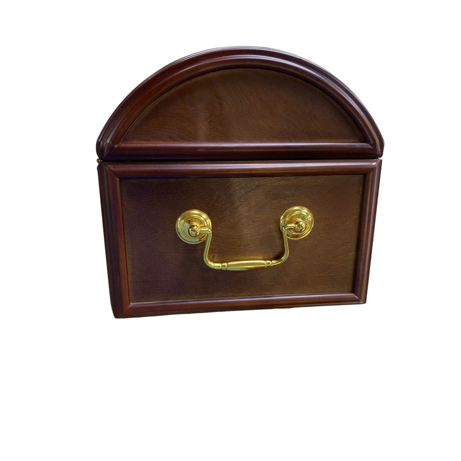 Vintage Wooden Coin Collectors Chest Roll Top Storage Box Display Case