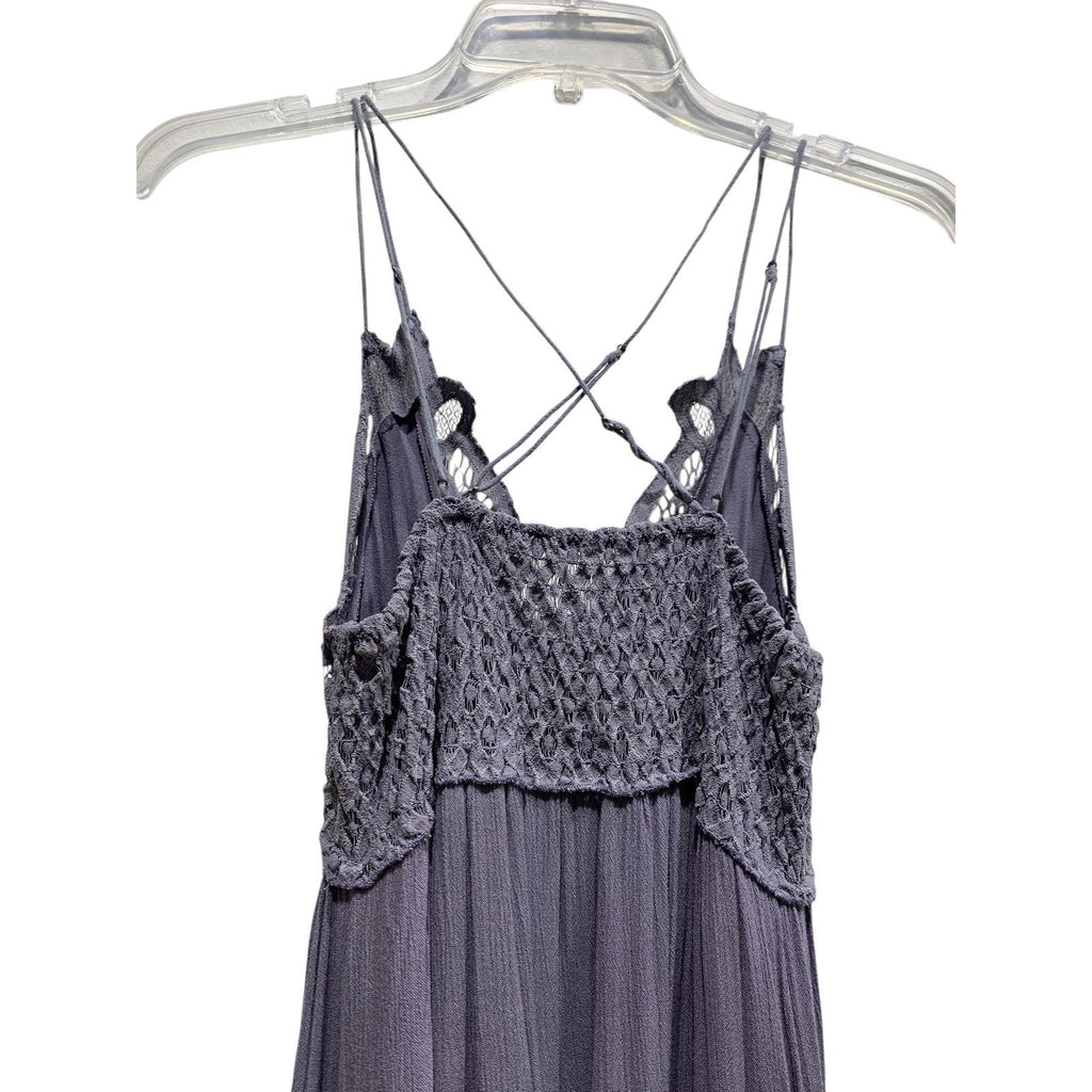 Free People Adella Lace Maxi Dress Lavender Purple Lace Strap Ruffle S/P