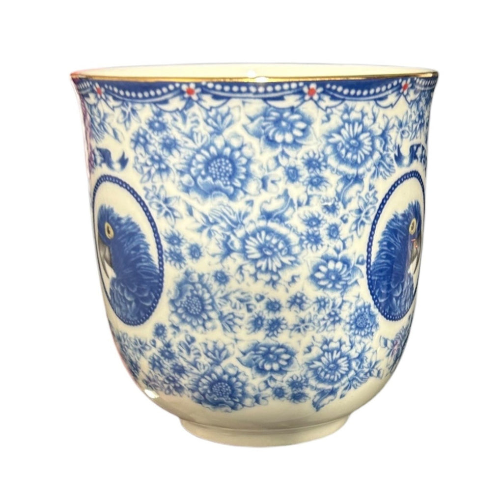Anthropologie x Lou Rota Nature Table Monogram P Mug Blue Gold Handle