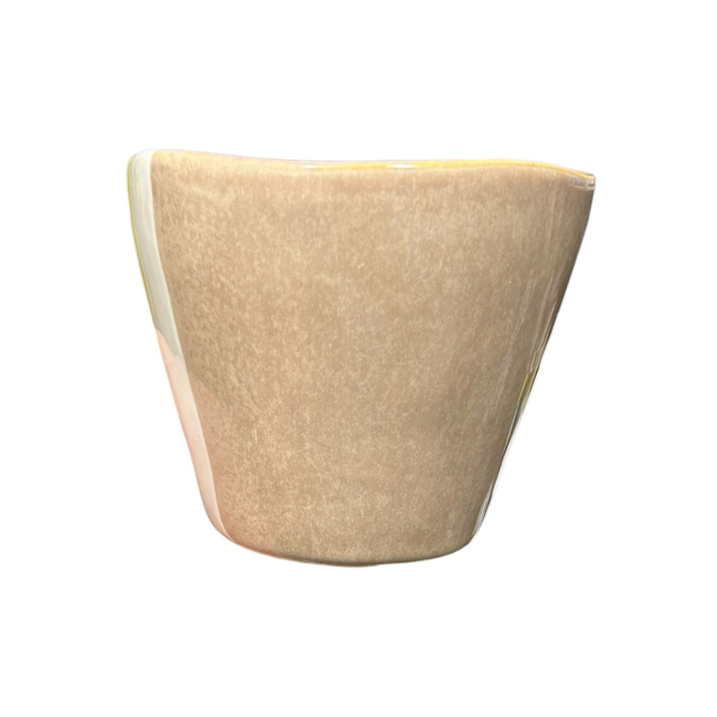 Anthropologie Yellow White Sand Striped Organic Stoneware Coffee Mug 2738