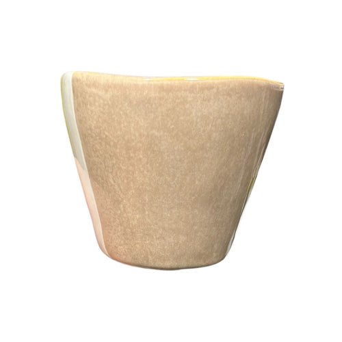 Anthropologie Yellow White Sand Striped Organic Stoneware Coffee Mug 2738