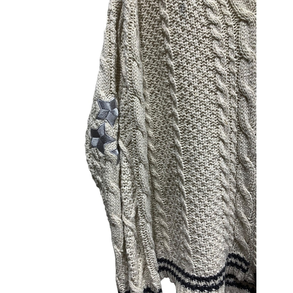 Taylor Swift Style Knit Cardigan Cream Cable Knit Striped Button Front sz xl