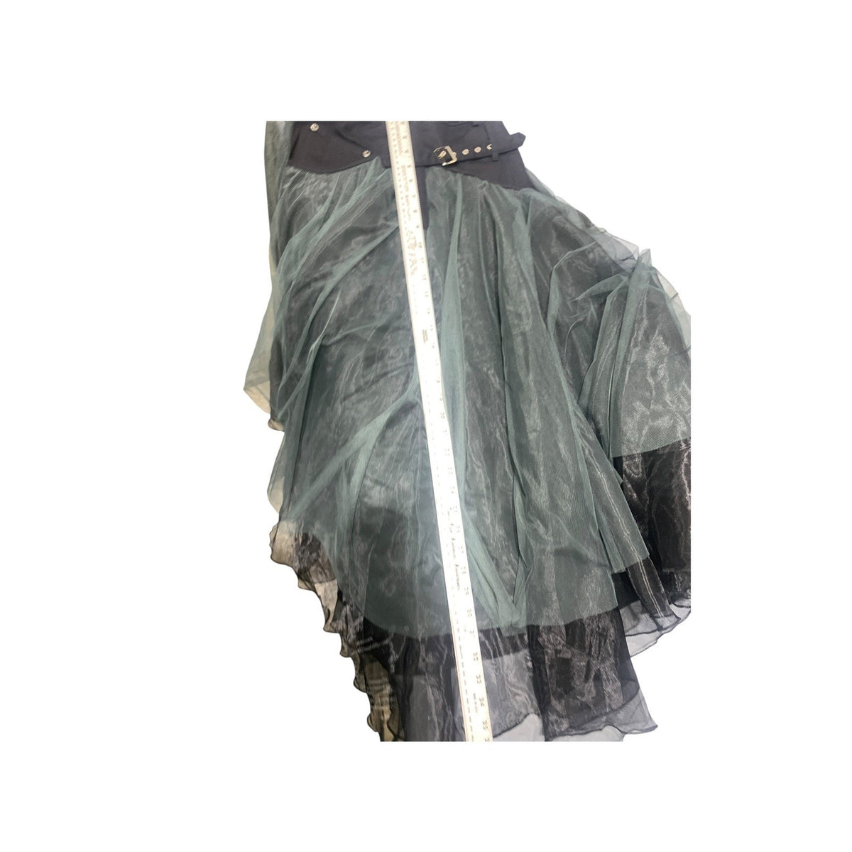 Madonna & Co Womens Black denim Tulle skirt in black & grey whimsigoth witchy S