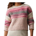Pilcro Anthropologie Pink Striped Boucle Wool Blend Chunky Sweater XS cozy prep