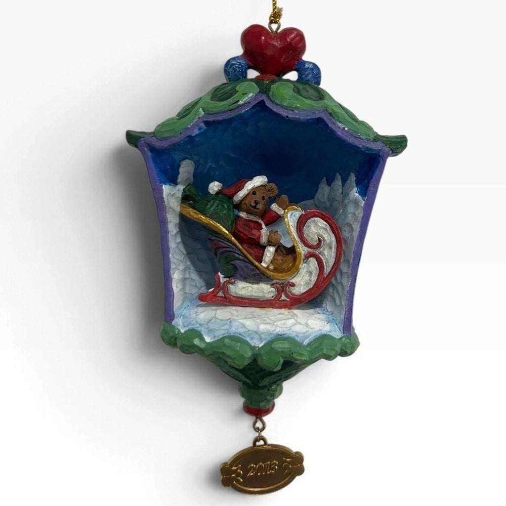 Jim Shore Heartwood Creek 2013 Bear in Sleigh Lantern Christmas Ornament 4034403